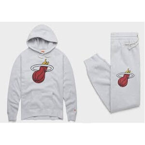 NWT Homage Miami Heat Go-To Hoodie & Jogger Pants Set Ash Gray Men's Medium